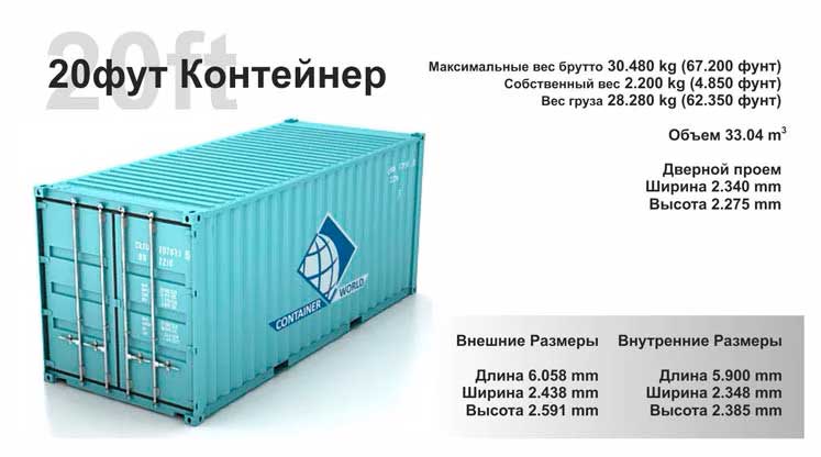 20-ти футовый контейнер - доставка контейнерных грузов под ключ
